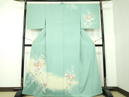 平和屋着物●訪問着　扇面花文　暈し染め　金彩　正絹　逸品　未使用　DABI6209ps