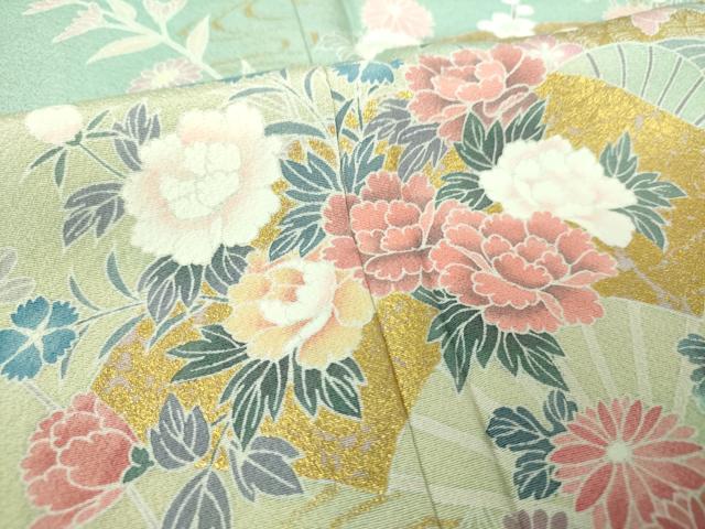 平和屋着物●訪問着　扇面花文　暈し染め　金彩　正絹　逸品　未使用　DABI6209ps