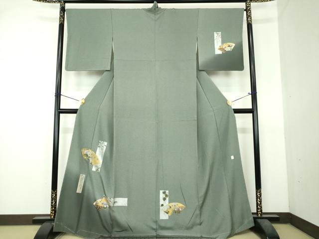 平和屋着物●訪問着　作家物　地紙短冊花文　暈し染め　金銀彩　正絹　逸品　未使用　DABI6211ps
