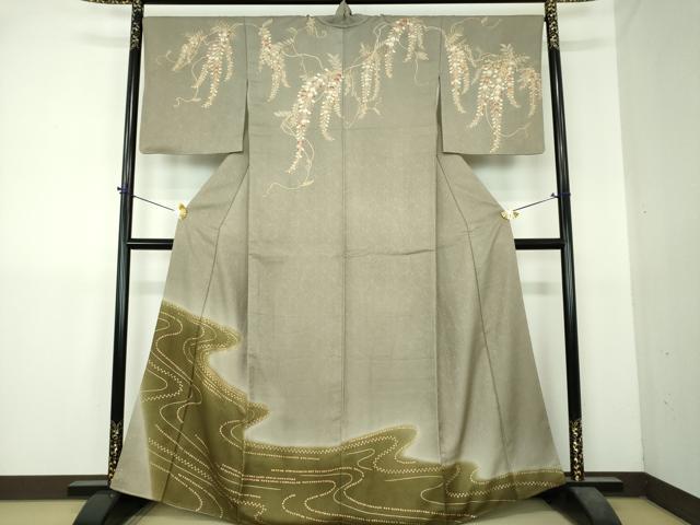 平和屋着物●訪問着　流水藤花房　暈し染め　金彩　正絹　逸品　DABI6212ps