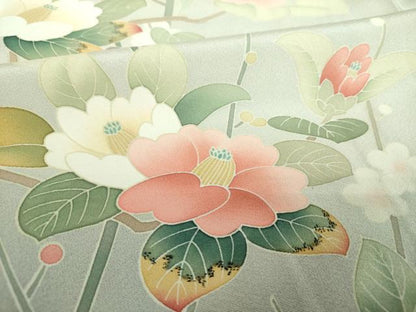 平和屋着物●訪問着　友禅　作家物　槍梅　枝花文　暈し染め　正絹　逸品　DABI6238ps