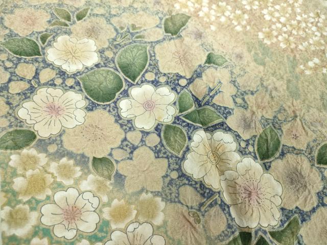 平和屋着物●豪華振袖　絞り　辻が花　暈し染め　金彩　銀通し地　正絹　逸品　DABI6239ps