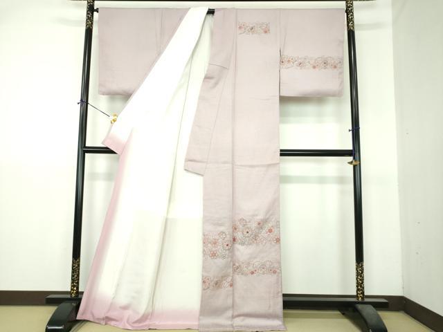 平和屋着物●訪問着　総刺繍　更紗花文　暈し染め　正絹　逸品　DABI6240ps