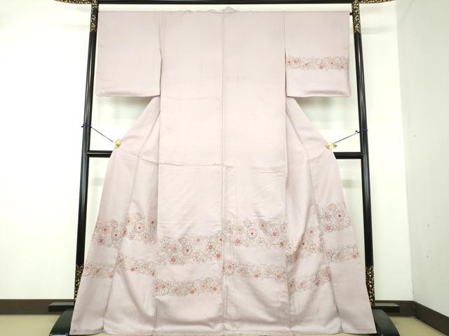 平和屋着物●訪問着　総刺繍　更紗花文　暈し染め　正絹　逸品　DABI6240ps