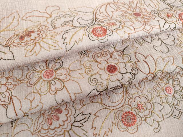 平和屋着物●訪問着　総刺繍　更紗花文　暈し染め　正絹　逸品　DABI6240ps