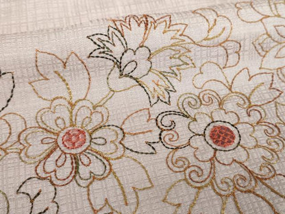平和屋着物●訪問着　総刺繍　更紗花文　暈し染め　正絹　逸品　DABI6240ps