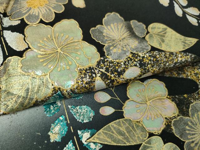平和屋着物●訪問着　螺鈿　辻が花　暈し染め　黒地　金彩　正絹　逸品　DABI6247ps