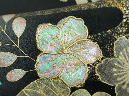 平和屋着物●訪問着　螺鈿　辻が花　暈し染め　黒地　金彩　正絹　逸品　DABI6247ps