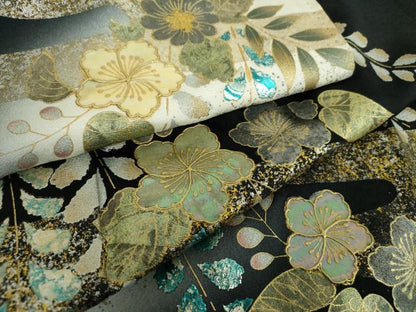 平和屋着物●訪問着　螺鈿　辻が花　暈し染め　黒地　金彩　正絹　逸品　DABI6247ps
