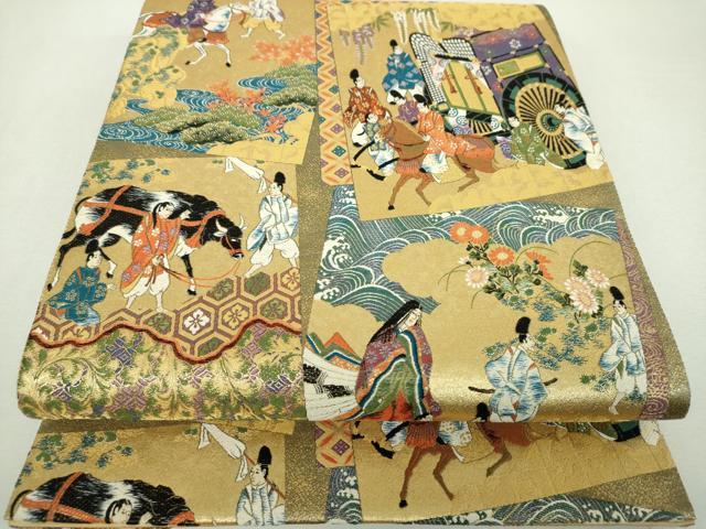平和屋着物▼六通柄袋帯　唐織　壱阡八百口織　京都葵まつり　金糸　正絹　逸品　DABI6250ps