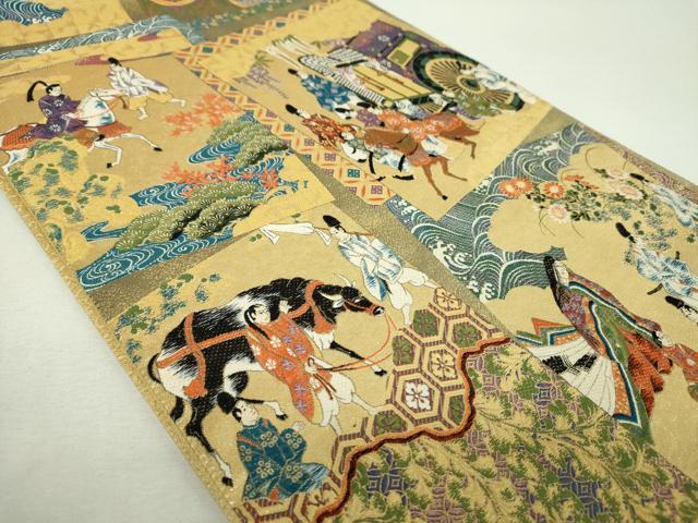 平和屋着物▼六通柄袋帯　唐織　壱阡八百口織　京都葵まつり　金糸　正絹　逸品　DABI6250ps