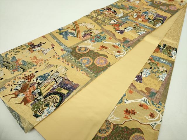 平和屋着物▼六通柄袋帯　唐織　壱阡八百口織　京都葵まつり　金糸　正絹　逸品　DABI6250ps