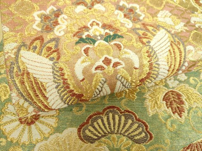 平和屋着物▼六通柄袋帯　瑞兆　金糸　正絹　逸品　DABI6251ps