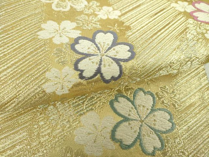 平和屋着物▼六通柄袋帯　唐織　舞桜　金糸　正絹　逸品　DABI6255ps