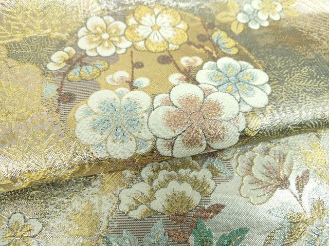 平和屋着物▼六通柄袋帯　吉祥花丸文　金銀糸　正絹　逸品　DABI6257ps