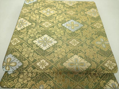 平和屋着物▼六通柄袋帯　花菱文　金銀糸　正絹　逸品　DABI6260ps