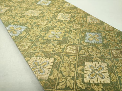 平和屋着物▼六通柄袋帯　花菱文　金銀糸　正絹　逸品　DABI6260ps