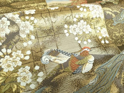 平和屋着物▼六通柄袋帯　唐織　九百瑞翔錦　金糸　正絹　逸品　DABI6262ps