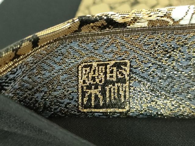 平和屋着物▼西陣　じゅらく謹製　黄皇絲　六通柄袋帯　唐織　花丸文　金糸　正絹　逸品　DABI6265ps