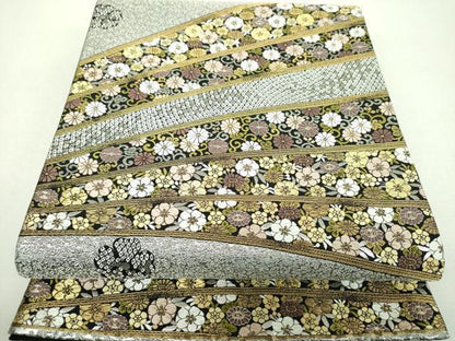 平和屋着物▼六通柄袋帯　唐織　吉祥花文　金銀糸　正絹　逸品　DABI6275ps