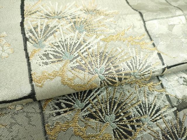 平和屋着物▼六通柄袋帯　枝垂れ桜　楓松文　金銀糸　引箔　正絹　逸品　DABI6276ps