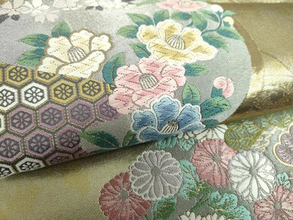 平和屋着物▼西陣　とみや織物謹製　とみや帯　六通柄袋帯　唐織　花雅粧　引箔　証紙付き　正絹　逸品　DABI6280ps