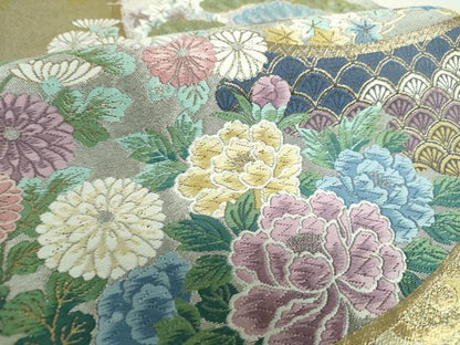 平和屋着物▼西陣　とみや織物謹製　とみや帯　六通柄袋帯　唐織　花雅粧　引箔　証紙付き　正絹　逸品　DABI6280ps