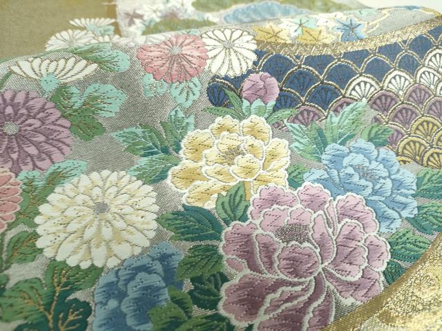 平和屋着物▼西陣　とみや織物謹製　とみや帯　六通柄袋帯　唐織　花雅粧　引箔　証紙付き　正絹　逸品　DABI6280ps