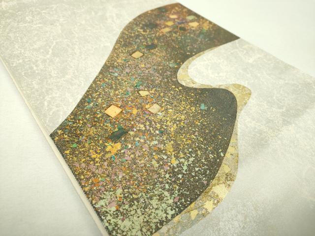 平和屋着物▼太鼓柄袋帯　螺鈿　彩　霞文　金銀彩　引箔　正絹　逸品　DABI6291ps