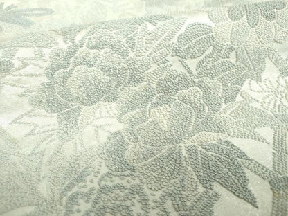 平和屋着物▼中国三大刺繍　総相良刺繍　総刺繍　太鼓柄袋帯　籬花文　銀糸　正絹　逸品　未使用　DABI6314ps