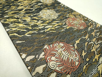 平和屋着物▼六通柄袋帯　若松葉丸文　金銀糸　正絹　逸品　DABI6317ps