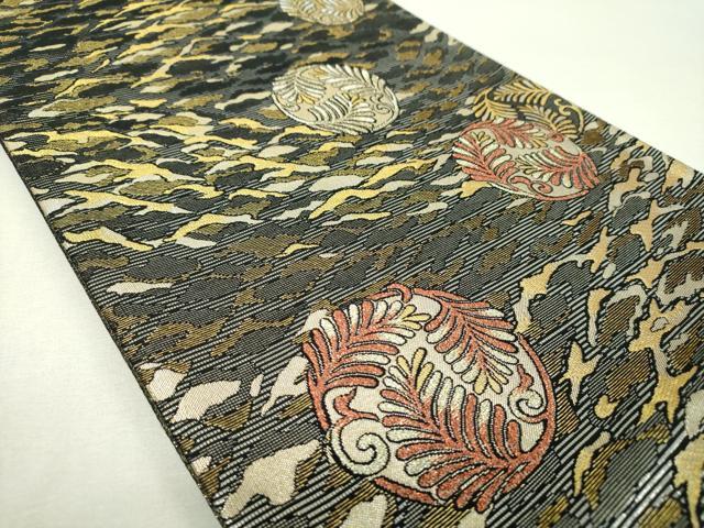 平和屋着物▼六通柄袋帯　若松葉丸文　金銀糸　正絹　逸品　DABI6317ps