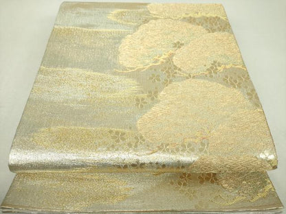 平和屋着物▼六通柄袋帯　老松　金銀糸　正絹　逸品　DABI6327ps