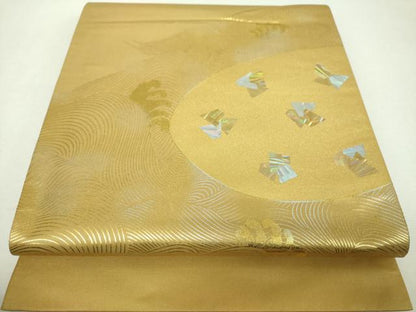 平和屋着物▼太鼓柄袋帯　立波文　金銀彩　正絹　逸品　DABI6342ps