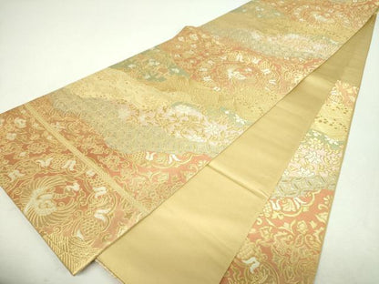 平和屋着物▼西陣　服部織物謹製　六通柄袋帯　道長鳥獣花文　金糸　正絹　逸品　DABI6344ps
