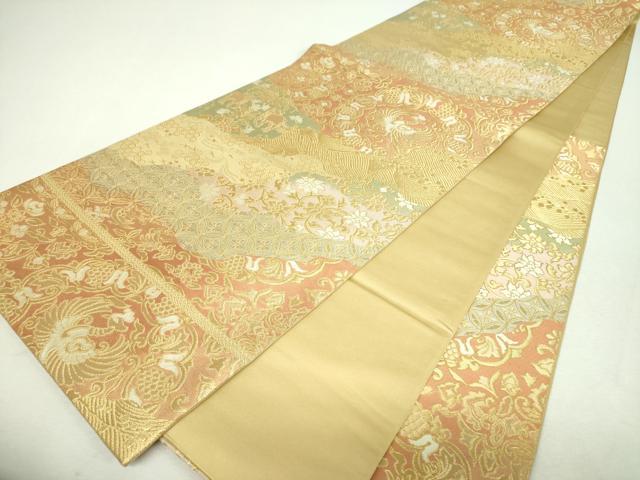 平和屋着物▼西陣　服部織物謹製　六通柄袋帯　道長鳥獣花文　金糸　正絹　逸品　DABI6344ps