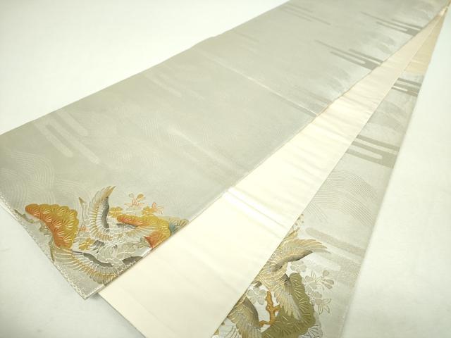 平和屋着物▼太鼓柄袋帯　立波飛鶴桜松文　金銀彩　正絹　逸品　DABI6345ps