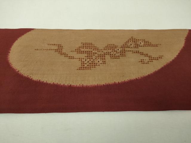 平和屋着物●つけ帯　紬地　総刺繍　蔦の葉花文　正絹　逸品　DABI6355ps