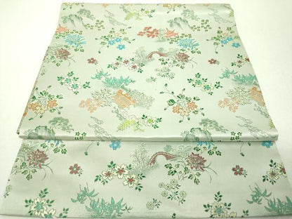 平和屋着物▼つけ帯　風景花文　正絹　逸品　DABI6356ps