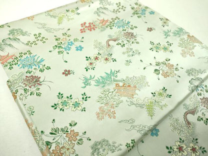 平和屋着物▼つけ帯　風景花文　正絹　逸品　DABI6356ps