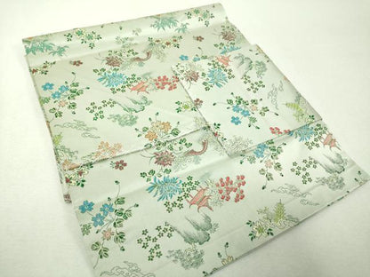 平和屋着物▼つけ帯　風景花文　正絹　逸品　DABI6356ps