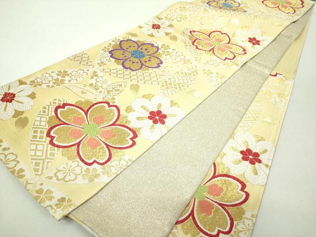 平和屋着物▼六通柄袋帯　舞桜　金糸　正絹　逸品　DABI6363ps