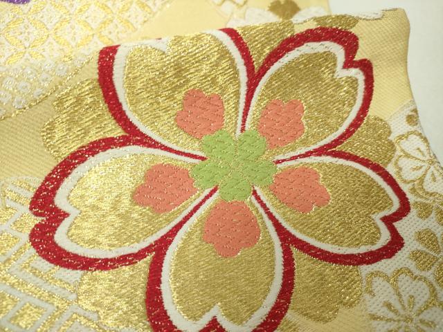 平和屋着物▼六通柄袋帯　舞桜　金糸　正絹　逸品　DABI6363ps