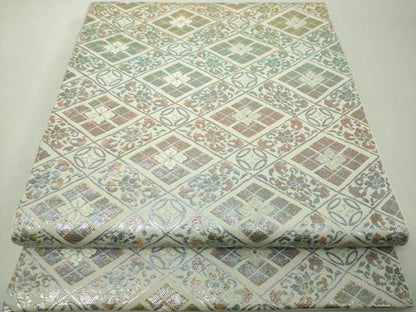 平和屋着物▼六通柄　本袋帯　花菱文　金糸　正絹　逸品　DABI6368ps