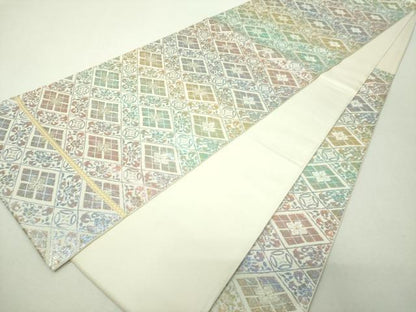 平和屋着物▼六通柄　本袋帯　花菱文　金糸　正絹　逸品　DABI6368ps