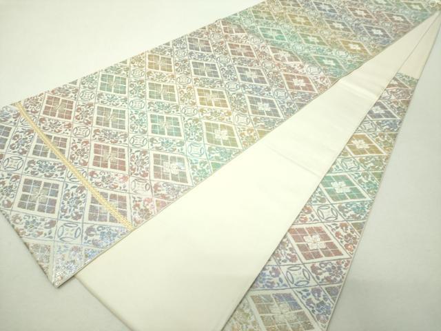 平和屋着物▼六通柄　本袋帯　花菱文　金糸　正絹　逸品　DABI6368ps