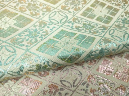 平和屋着物▼六通柄　本袋帯　花菱文　金糸　正絹　逸品　DABI6368ps