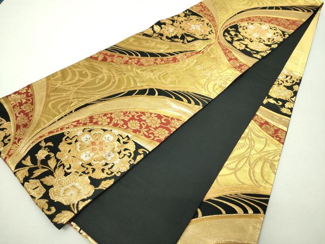 平和屋着物▼六通柄袋帯　正倉院花文　金糸　正絹　逸品　DABI6370ps