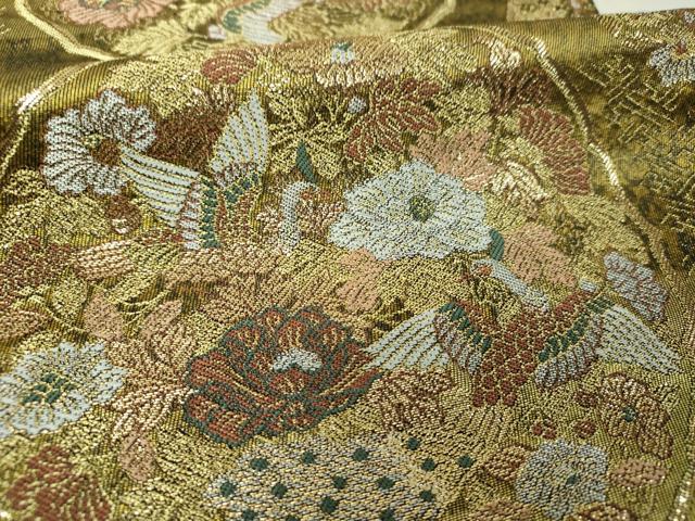 平和屋着物▼六通柄袋帯　鳳凰花文　金銀糸　引箔　正絹　逸品　DABI6375ps