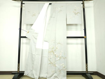 平和屋着物●創業460年・千總　訪問着　松竹梅　風景花文　金彩　正絹　逸品　DABI6378ps